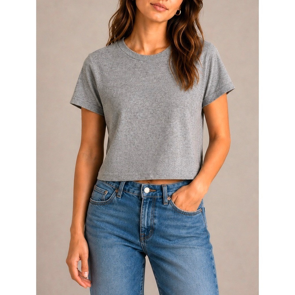 AYR Womens Heather Grey 100% Pima Cotton Crewneck Short Sleeve T-Shirt XS